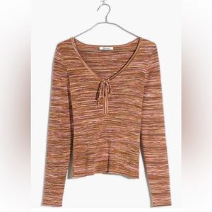 NEW Madewell Space Dye V-Neck Cinched Sweater